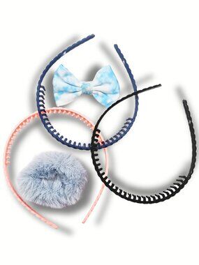 Girls and Tweens 5 pc Hair Accessory Bundle Barrette Bow Scrunch and Headbands